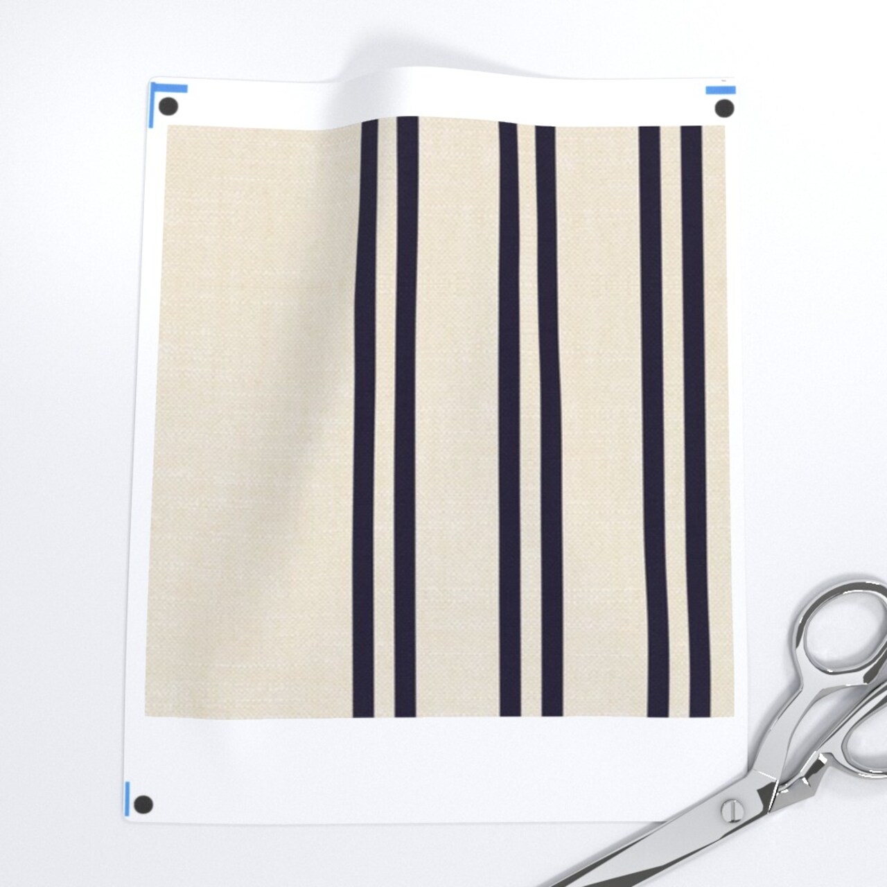 Aegean Stripe Navy Linen French Cream Holli Zollinger Custom Pre-pasted Wallpaper by Spoonflower Pre-Pasted Wallpaper 2FT Wide